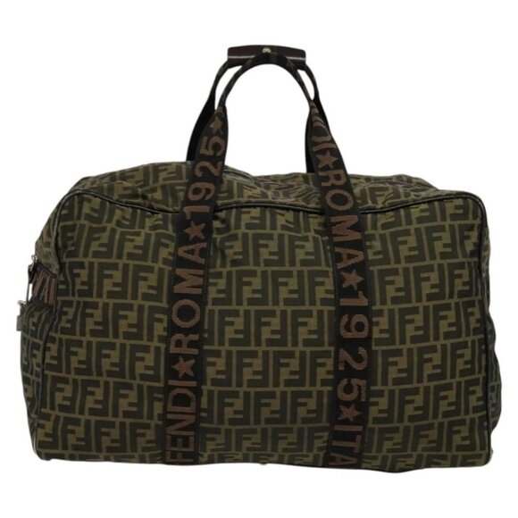 FENDI Zucca Canvas Boston Bag Brown Black Auth BA4042 - Picture 3 of 15